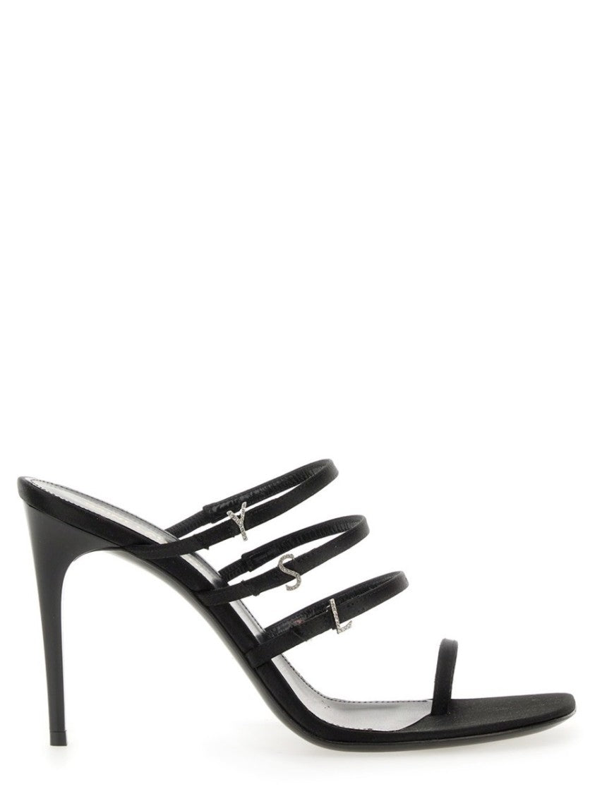 High Stiletto Sandal With Metallic Letter Accents