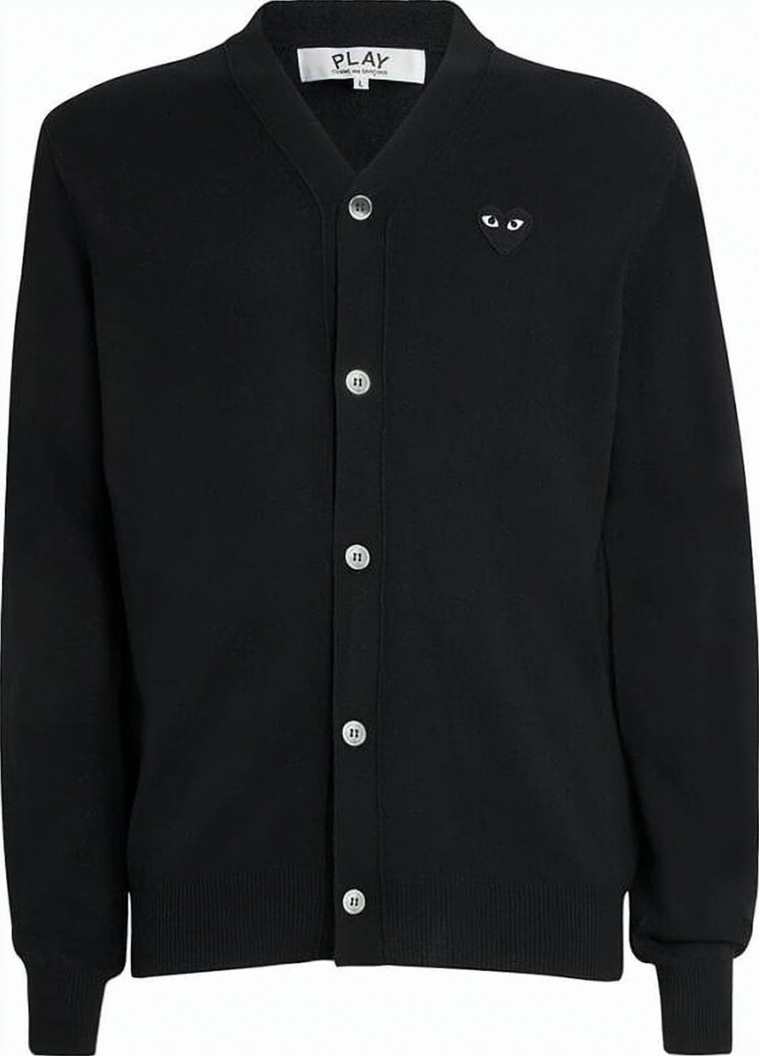 V-Neck Black Wool Cardigan