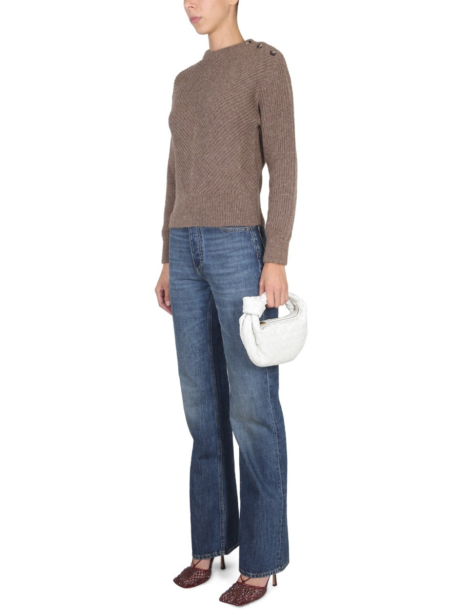 Alpaca Knit Sweater with Chevron Pattern