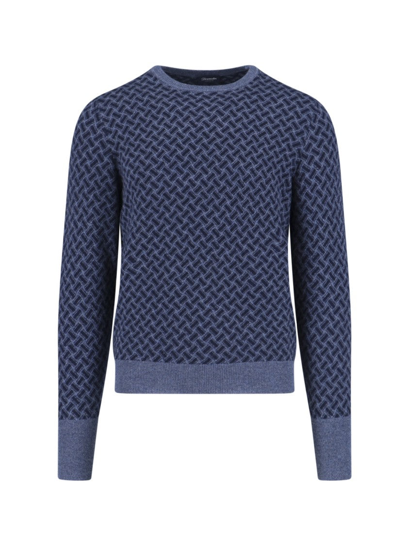 Cashmere Sweater, Blue, Crew Neck, Long Sleeves