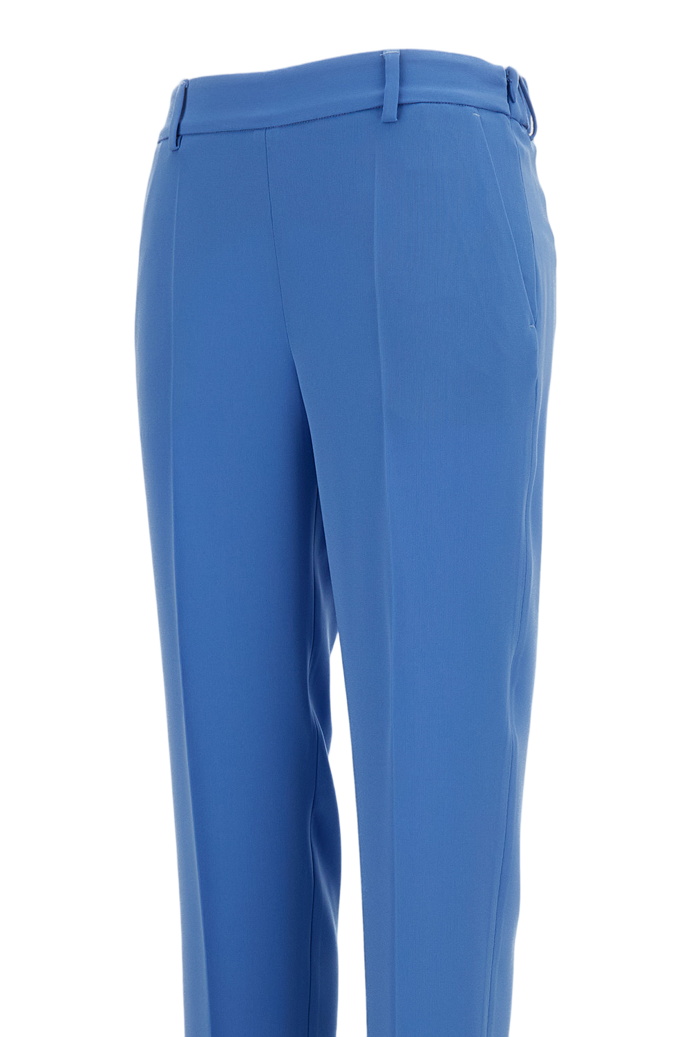 Light Blue Elasticated Waistband Straight-Leg Trousers