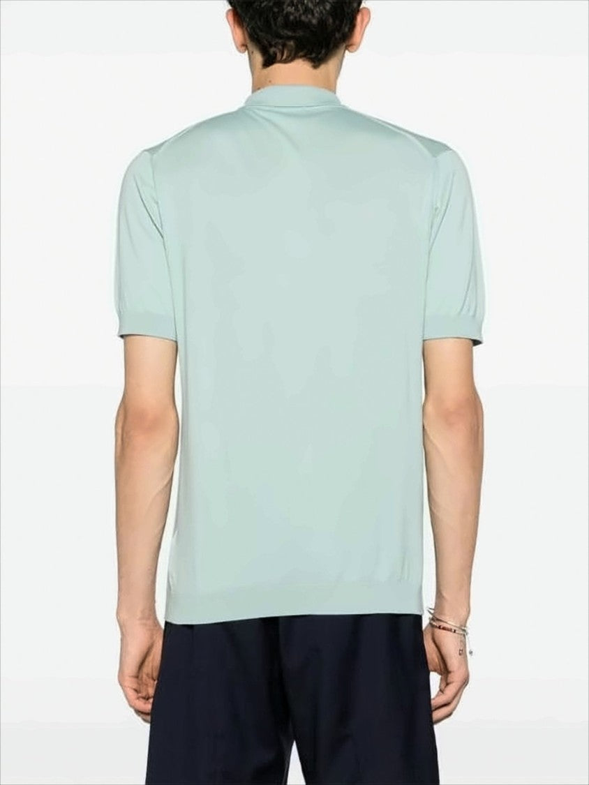 Short-Sleeved Polo Shirt With Classic Collar And Ribbed Cuffs
