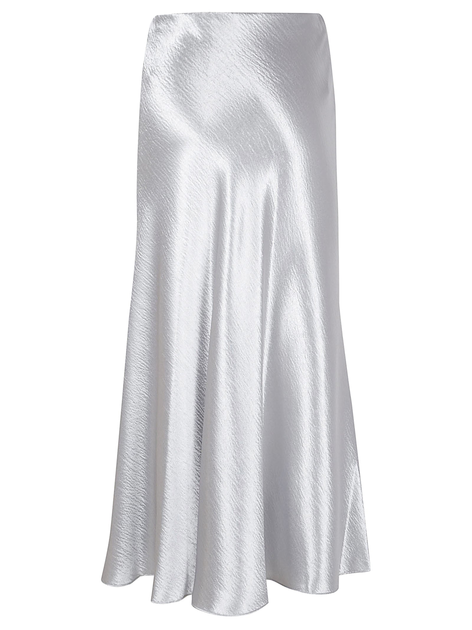 Silver Midi Skirt with Hidden Zip Closure