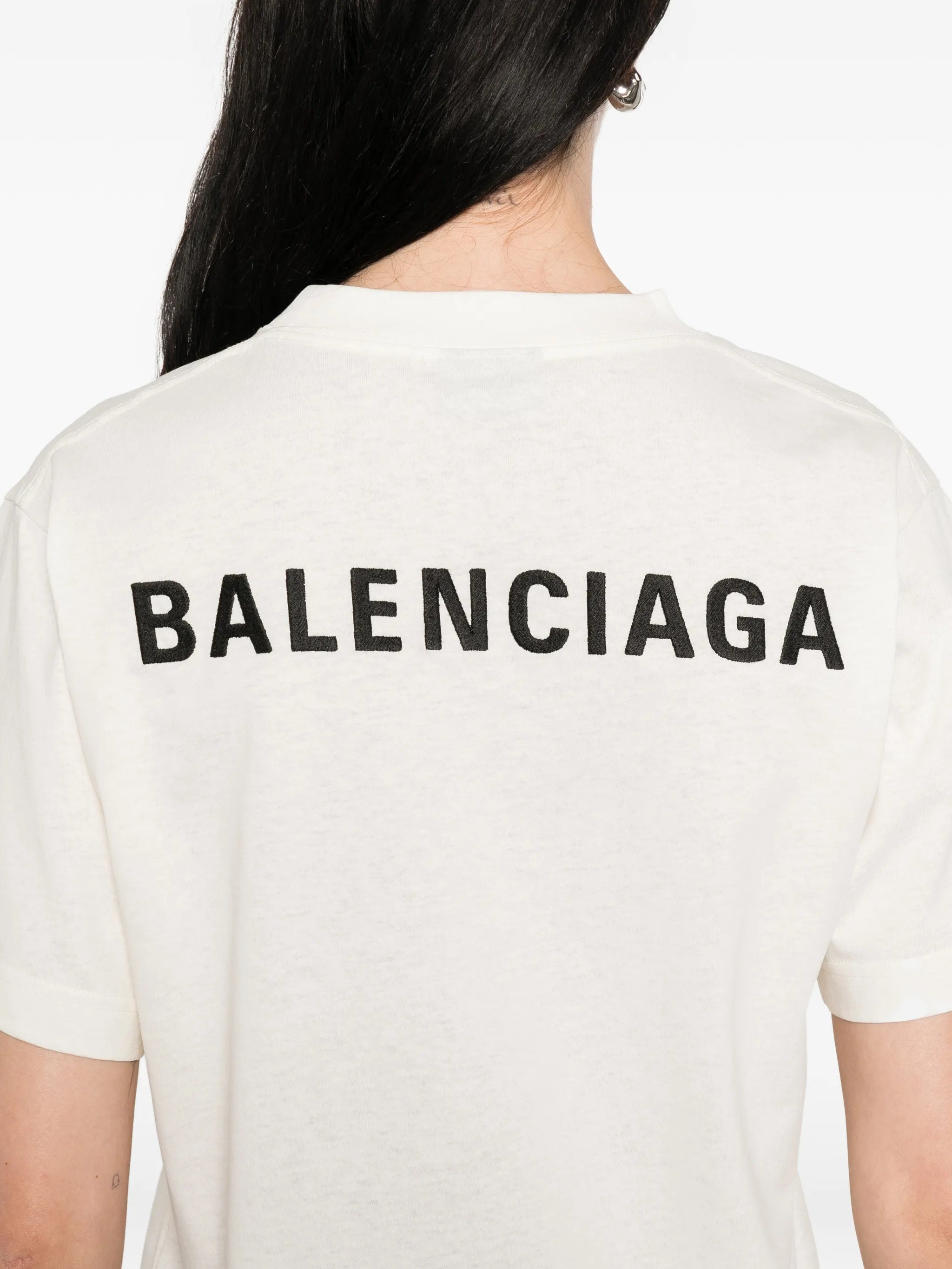 White Medium Fit Boxy Logo T-Shirt
