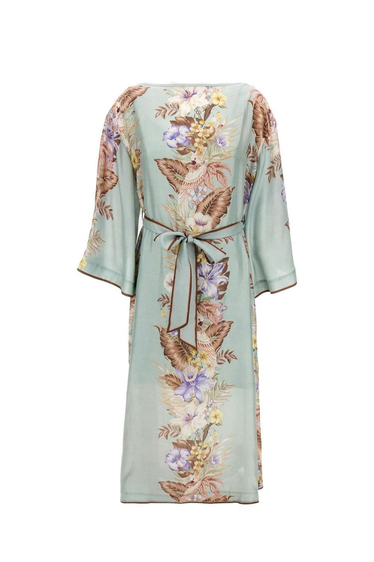 Floral Print Silk Midi Dress