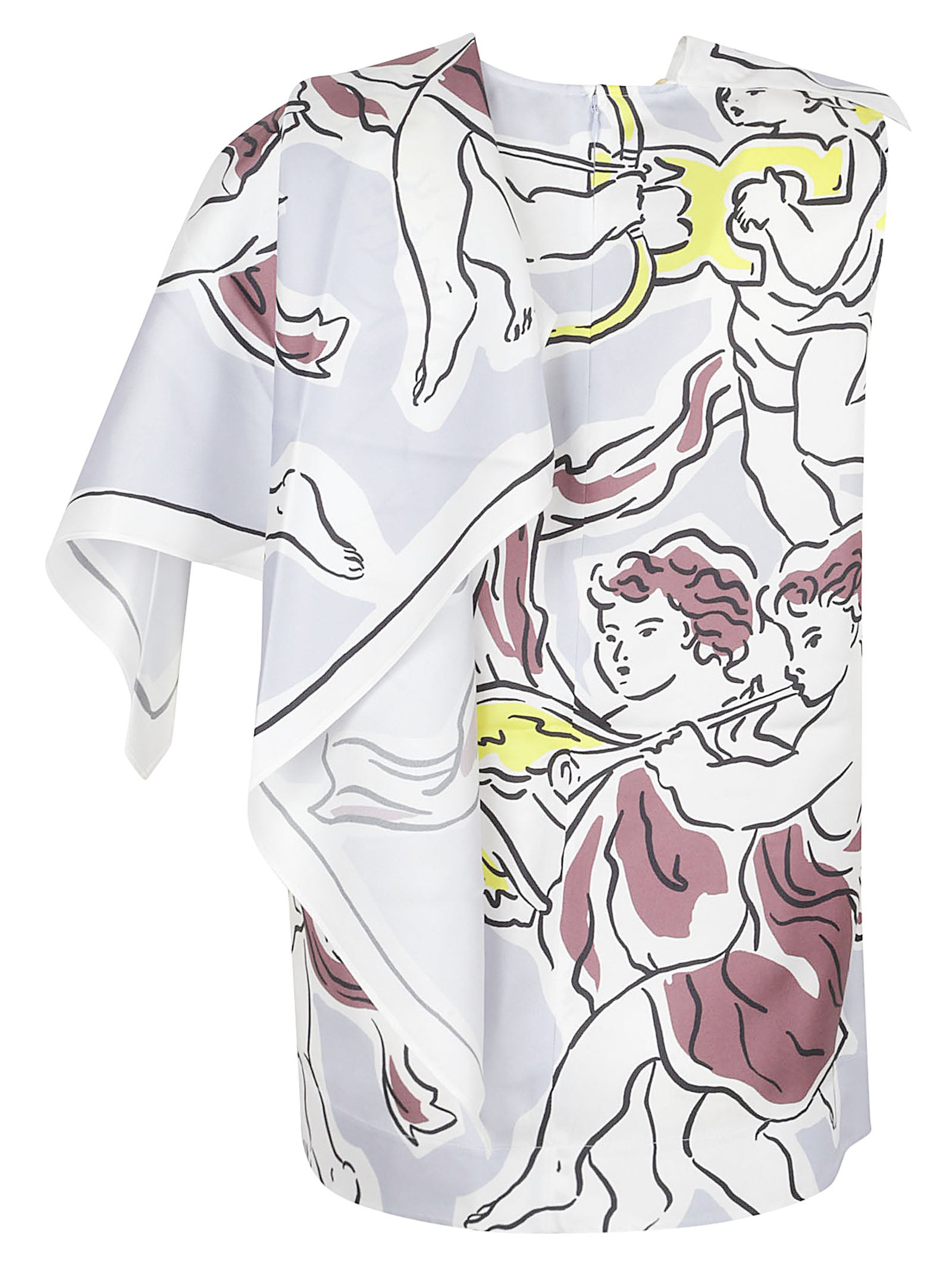 Silk Top With Cape-Style And Cherub Motif