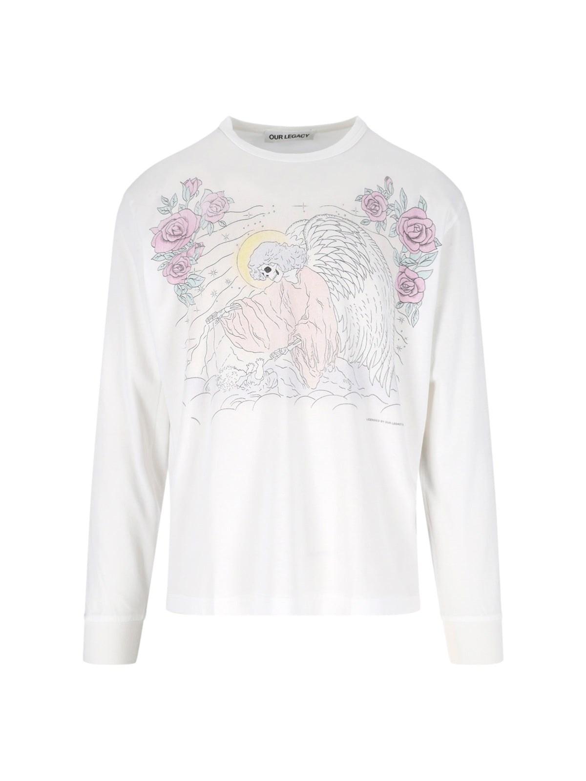 White Farewell Angelic Print Cotton T-Shirt