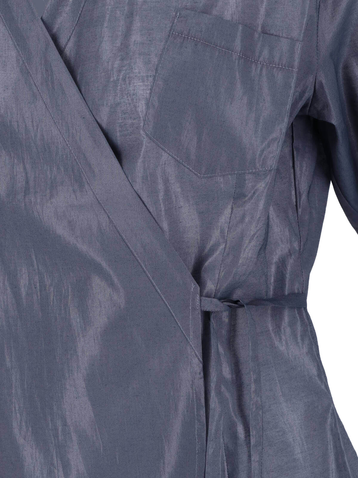 Blue-Grey Wrap-Style Side Tie Top