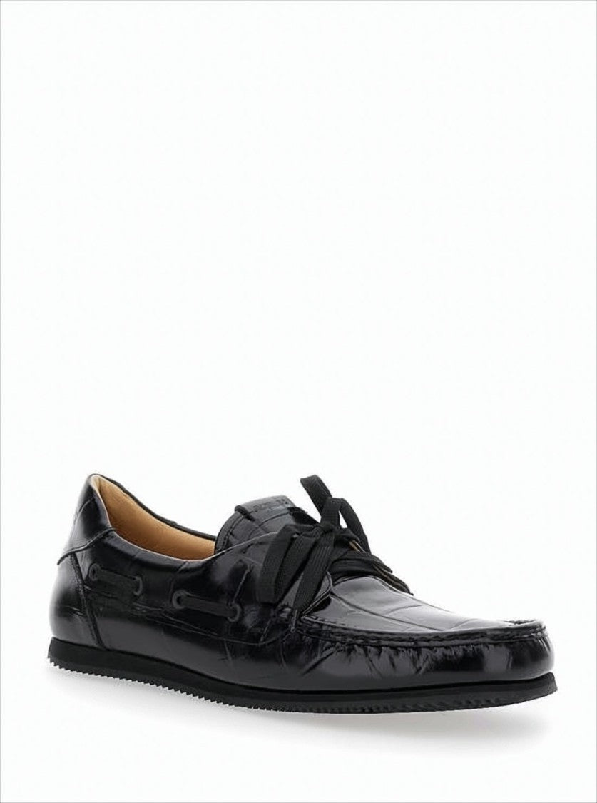 Calf Leather Loafers with Crocodile Texture
