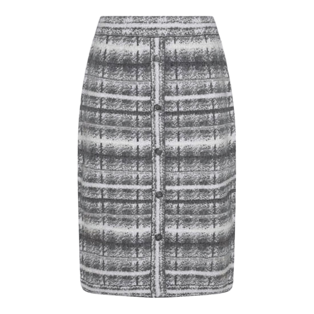 Textured Plaid Midi Skirt with Button Closure
