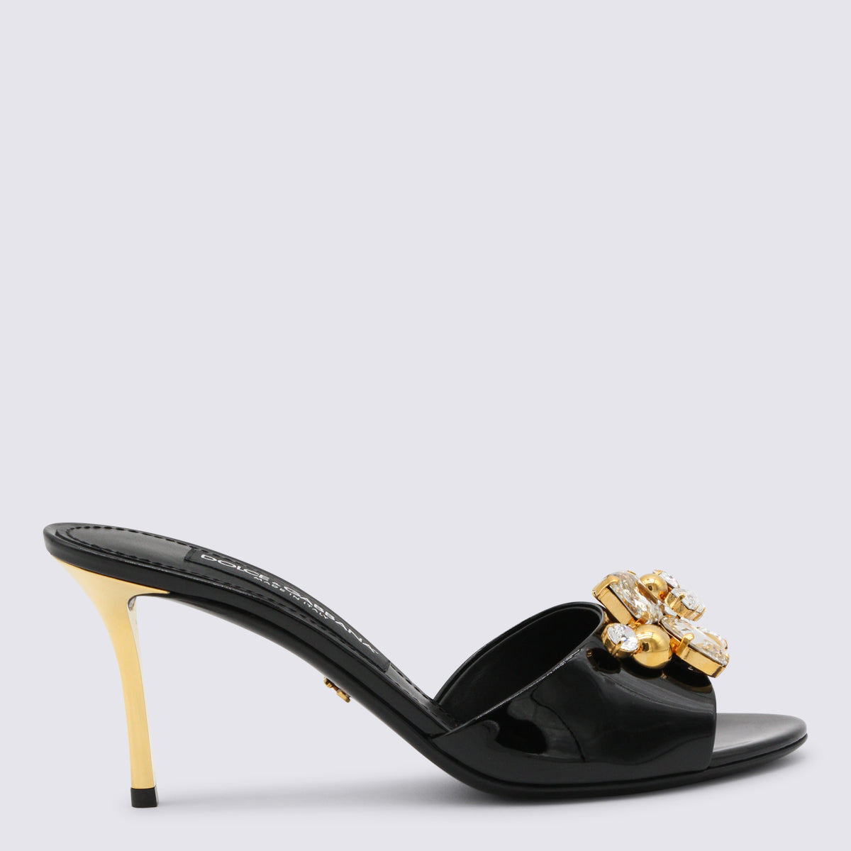 Black Crystal-Detail Sandals
