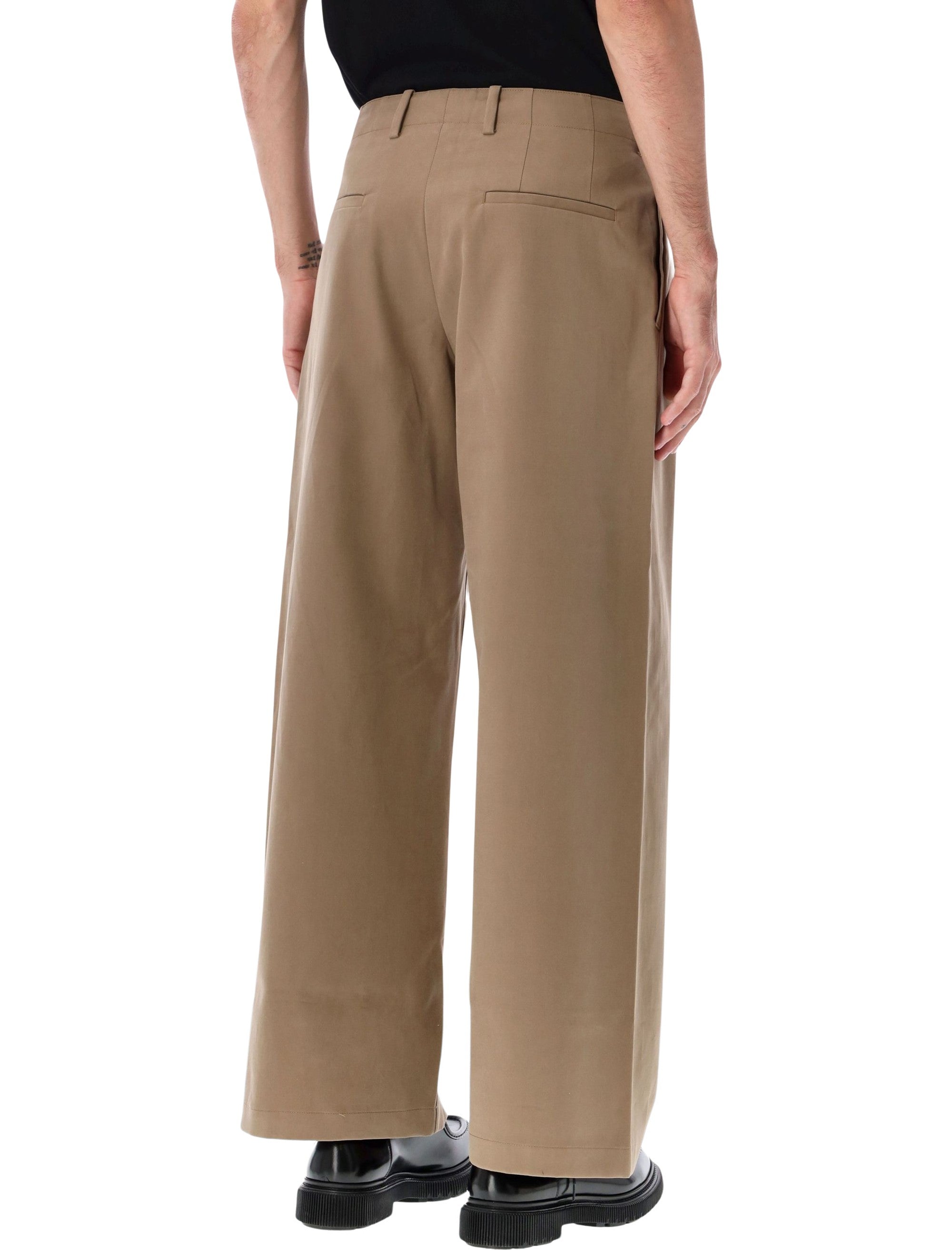 Bridge Chino Wide Leg Cotton Trousers