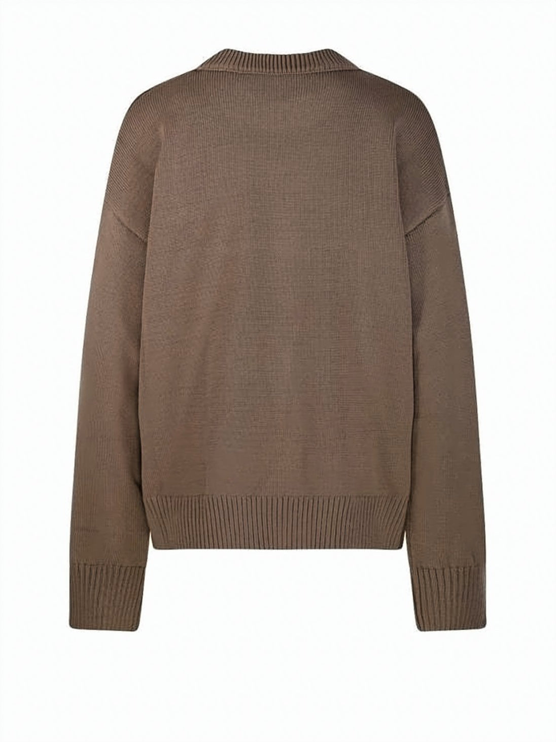 Knit Crewneck Sweater With Heart Motif In Brown