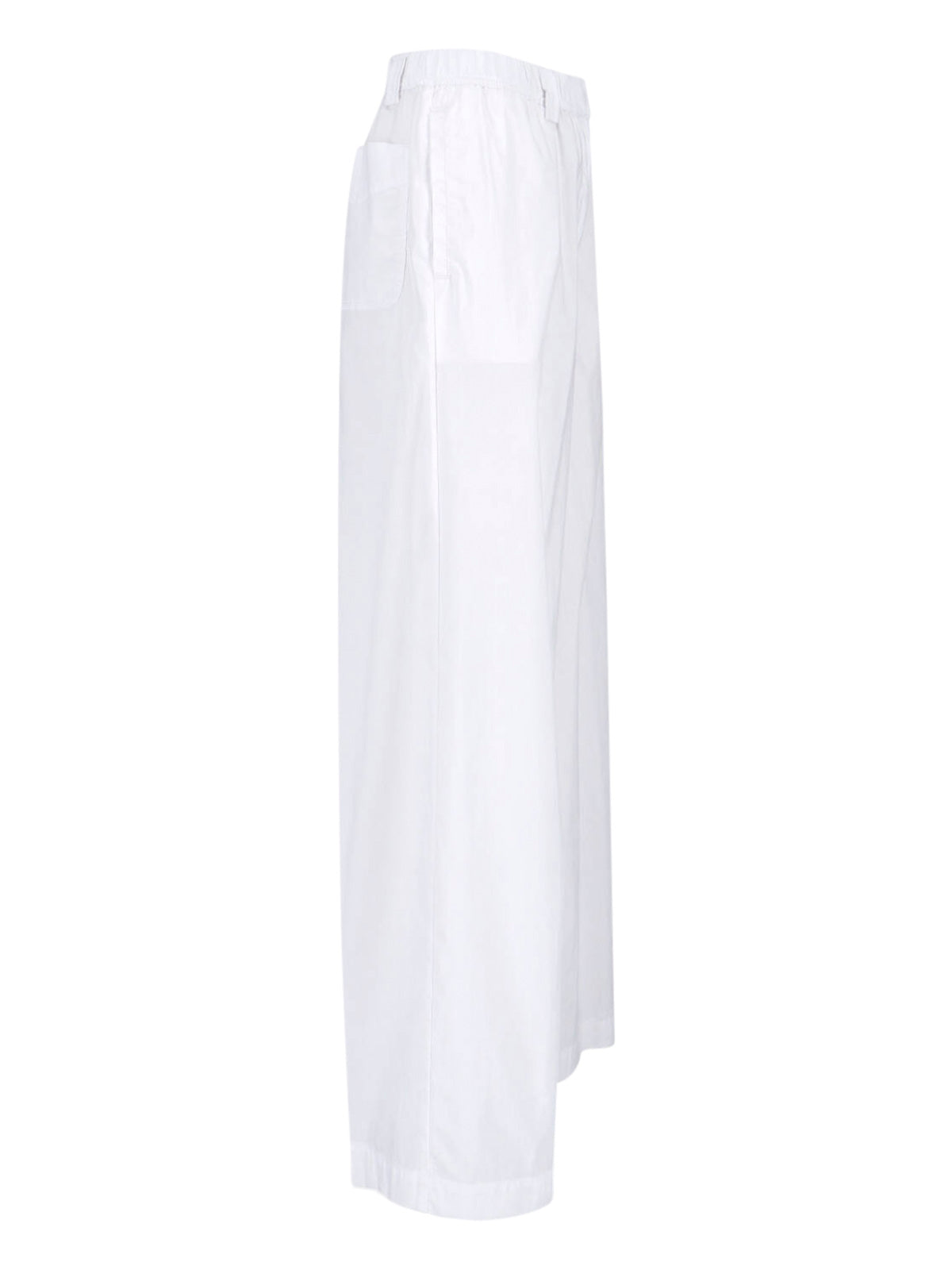 Wide Cotton Blend Trousers – White
