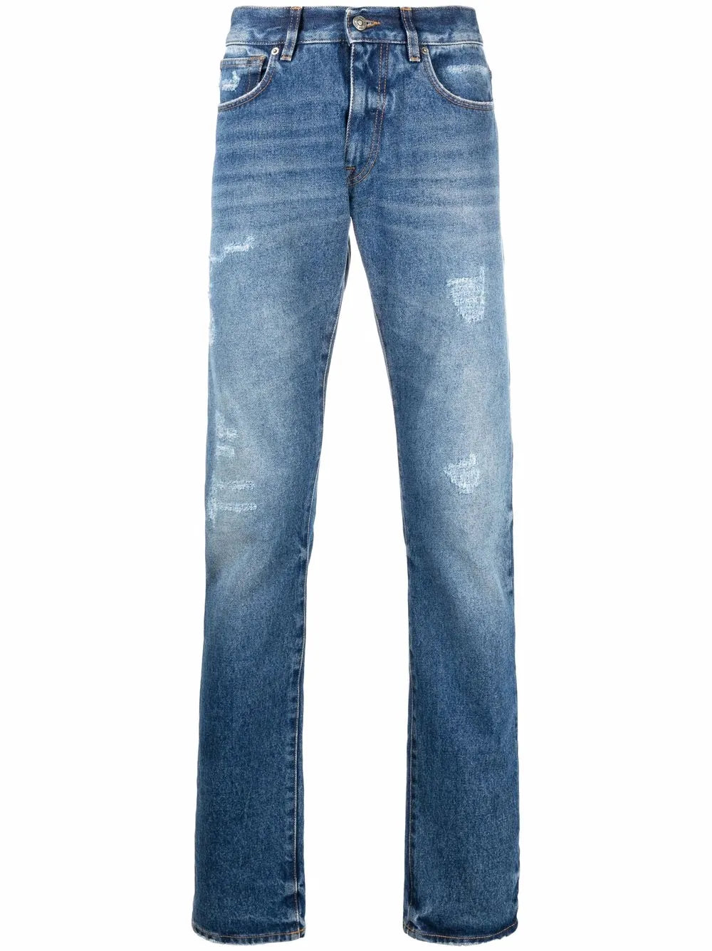 Straight-Leg Blue Denim Jeans With Classic Five-Pocket Styling