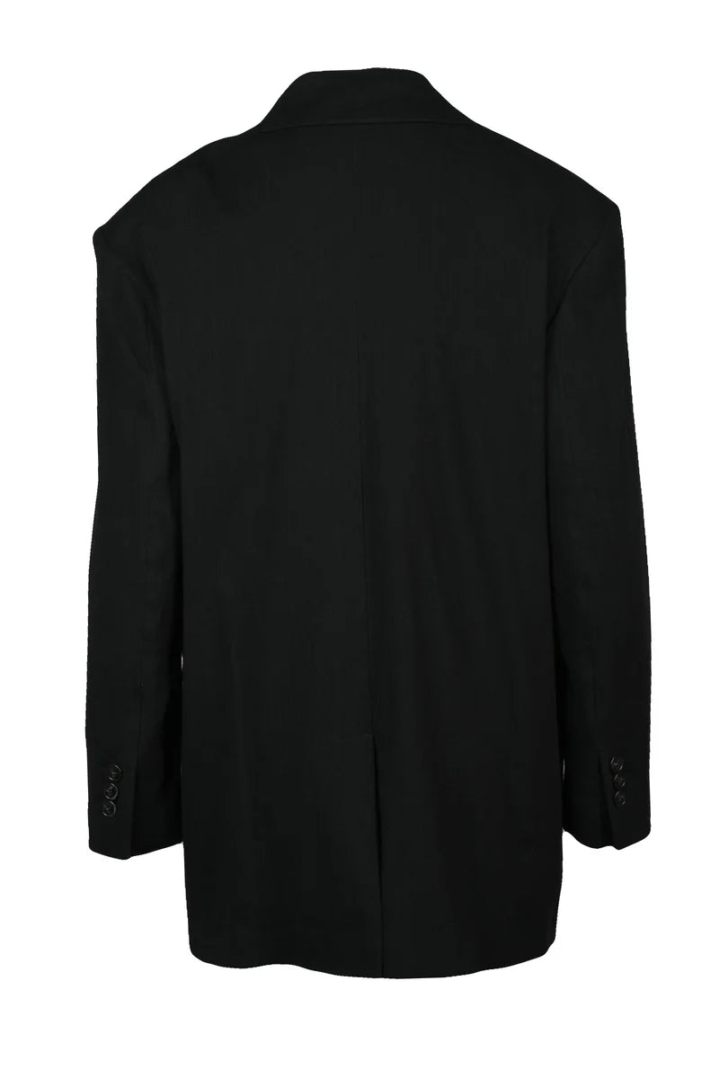 Linen Viscose Blazer - Black