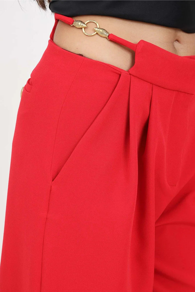 High-Waisted Trousers - Yellow