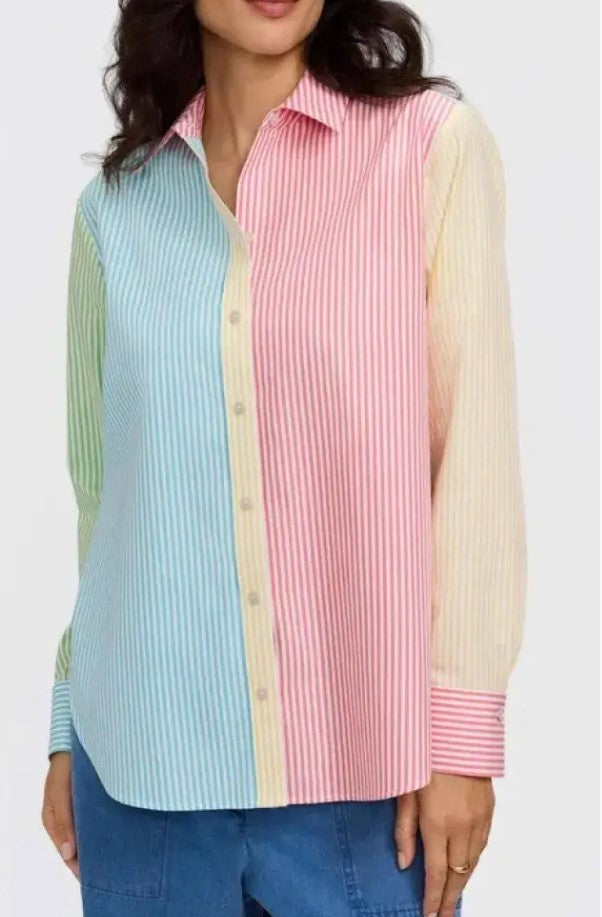 Cristal Seersucker Multicolor Striped Shirt