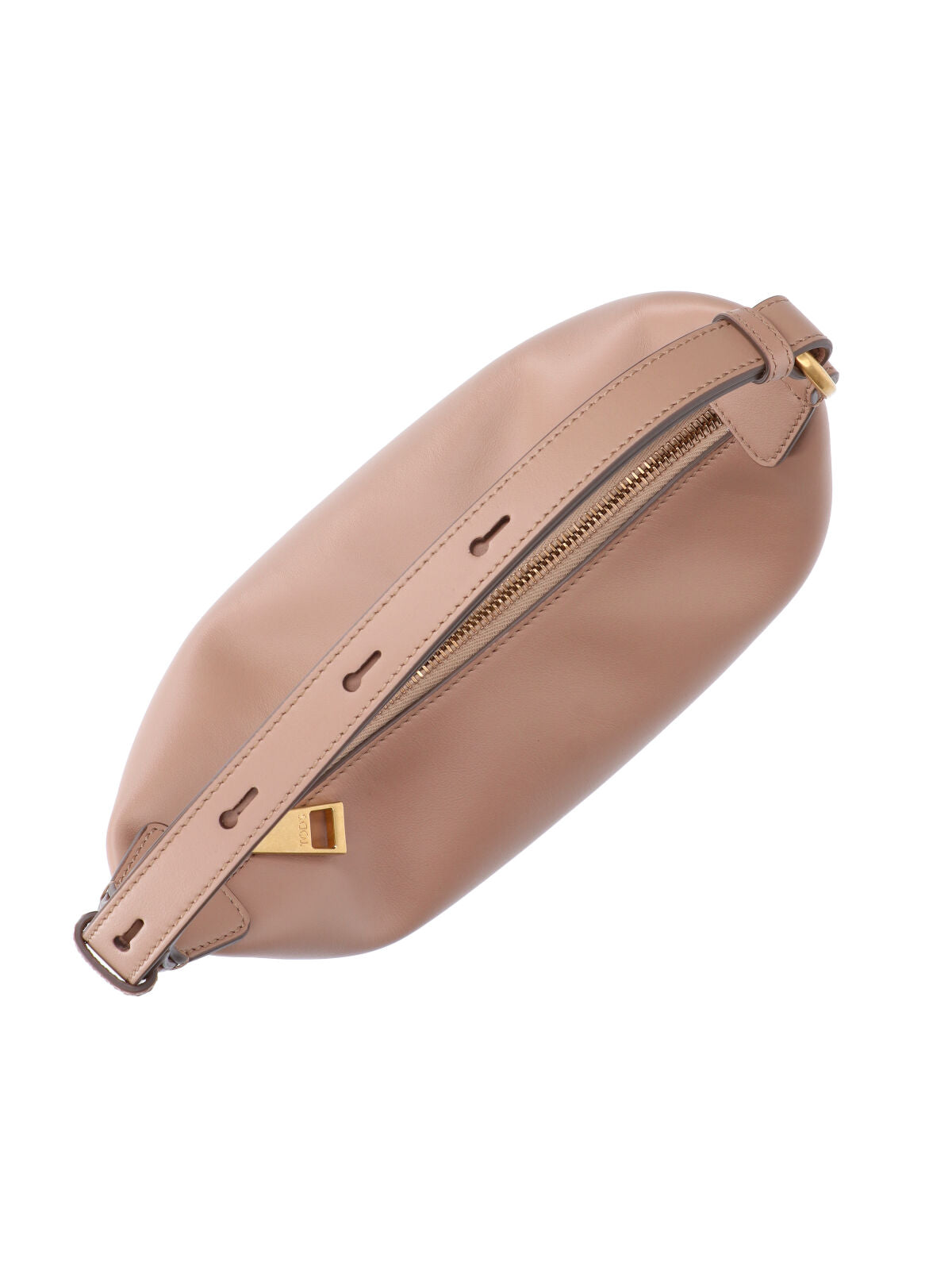 Beige Metal Dots Smooth Leather Bag