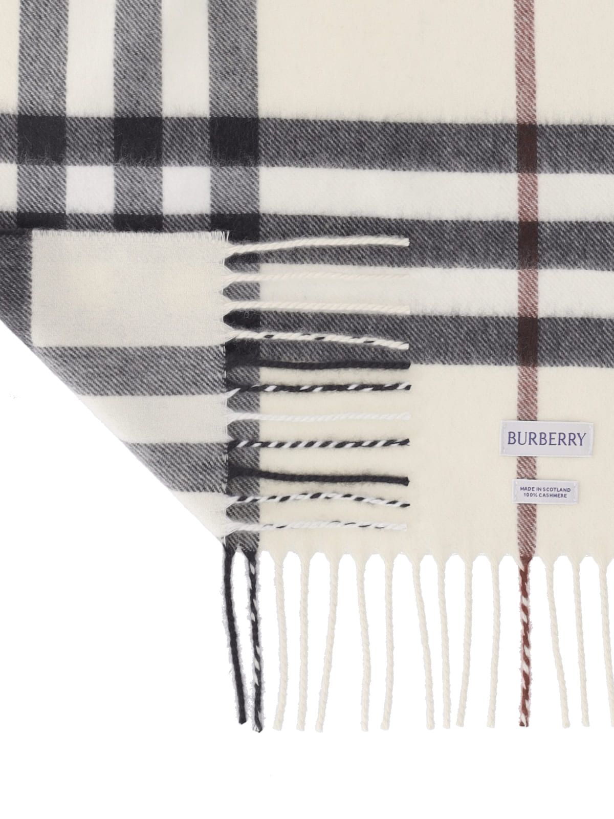 Rectangular Cashmere Check Scarf With Fringed Edges