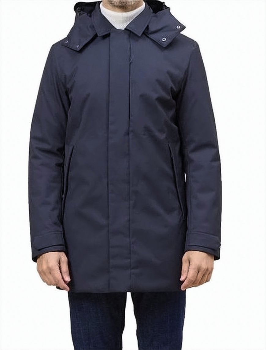 Hooded Blue Jacket With Zip