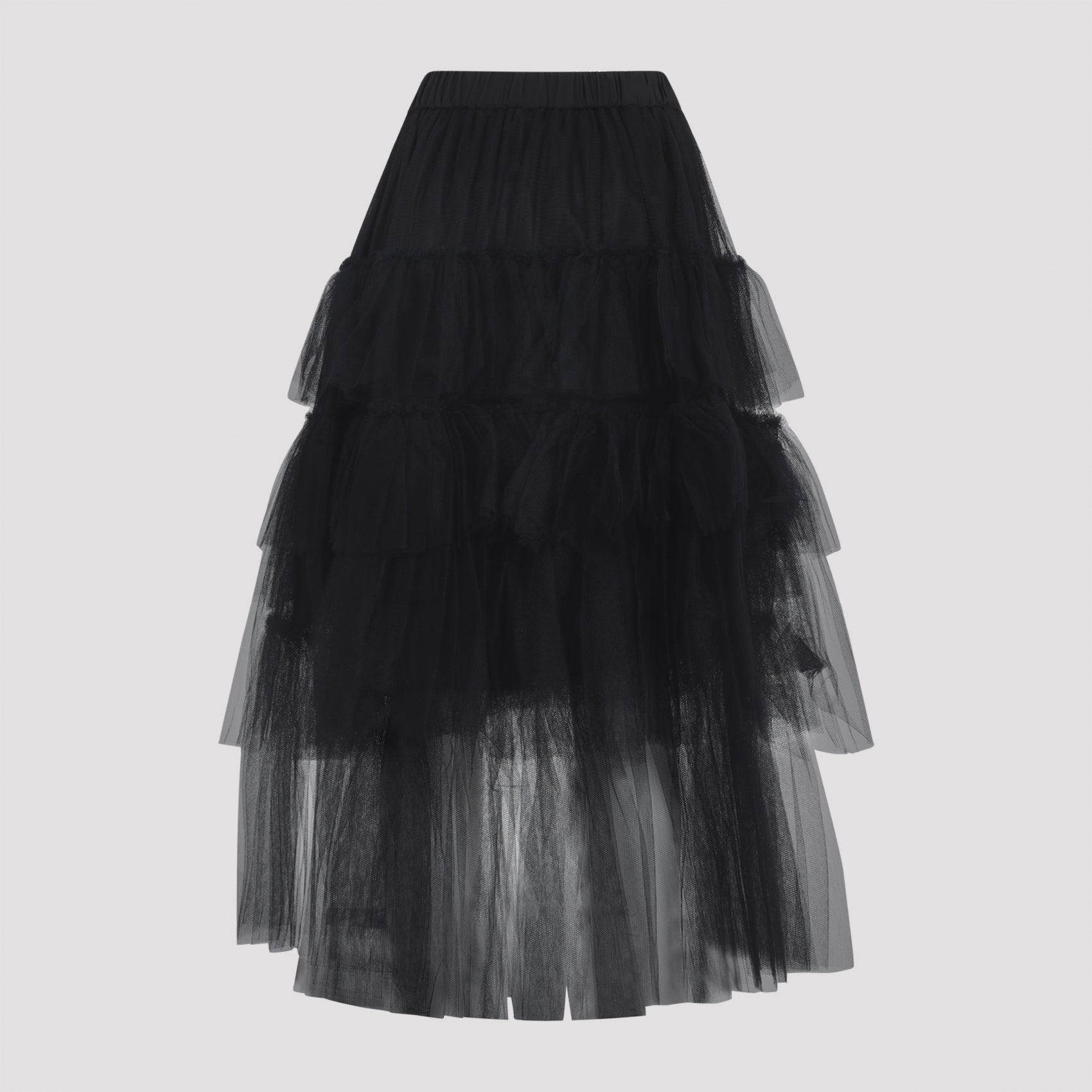 Layered Black Skirt with Semi-Transparent Hem