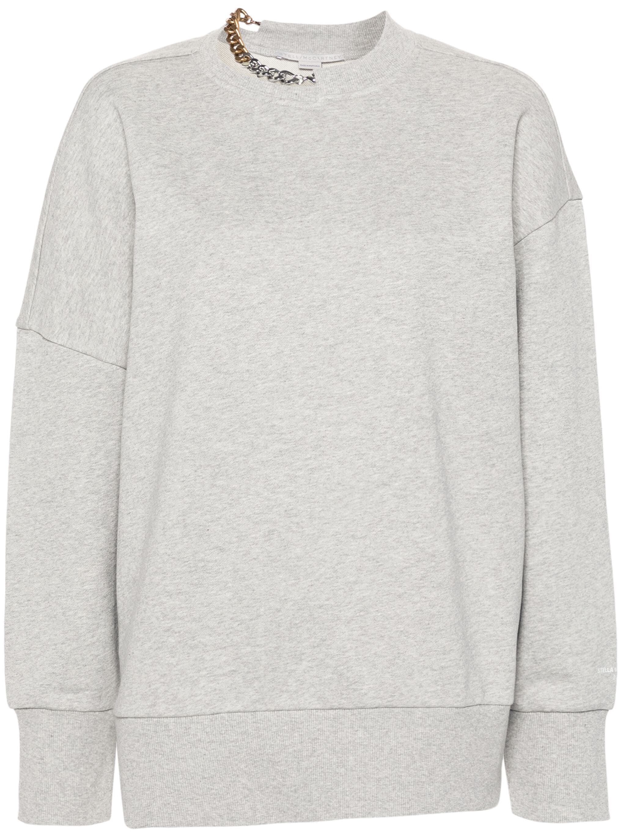 Black Sweatshirt Oversized Chain Cotton Sweatshirt