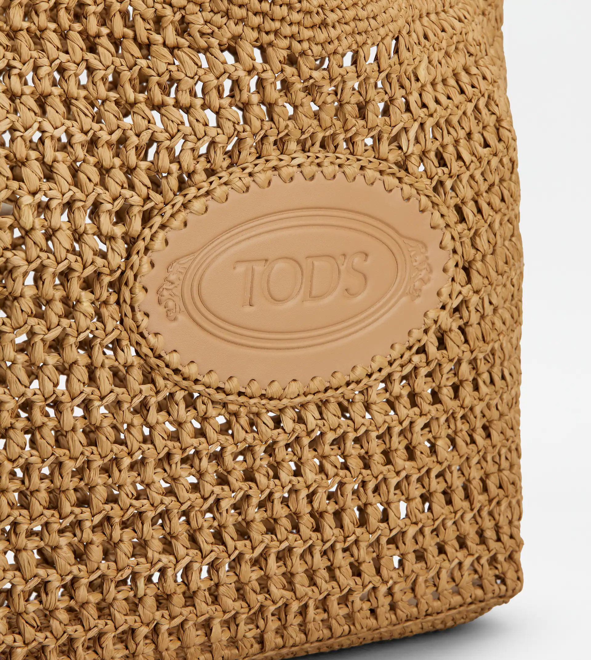 Medium Woven Tote Bag with Leather Logo Patch