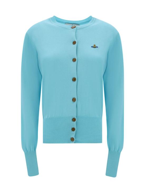 Lightweight Cardigan with Round Neckline and Contrasting Buttons