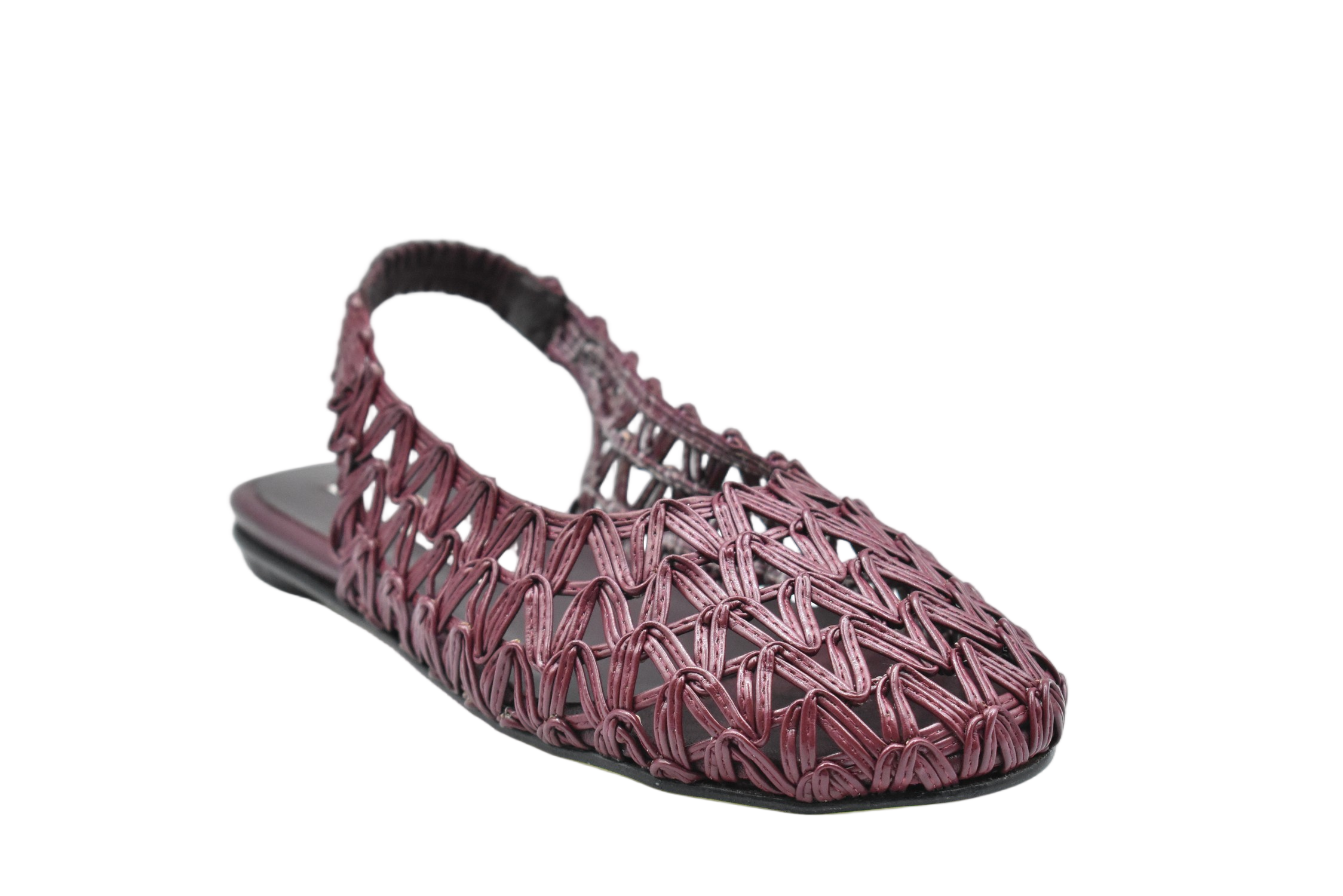 Woven Design Low Shoes With Slingback Strap