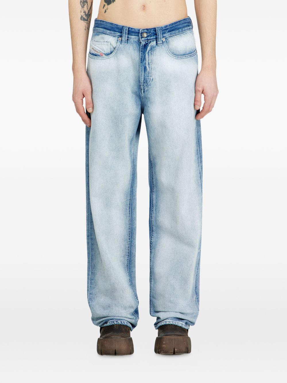 Wide-Leg Denim Jeans with Vintage Wash