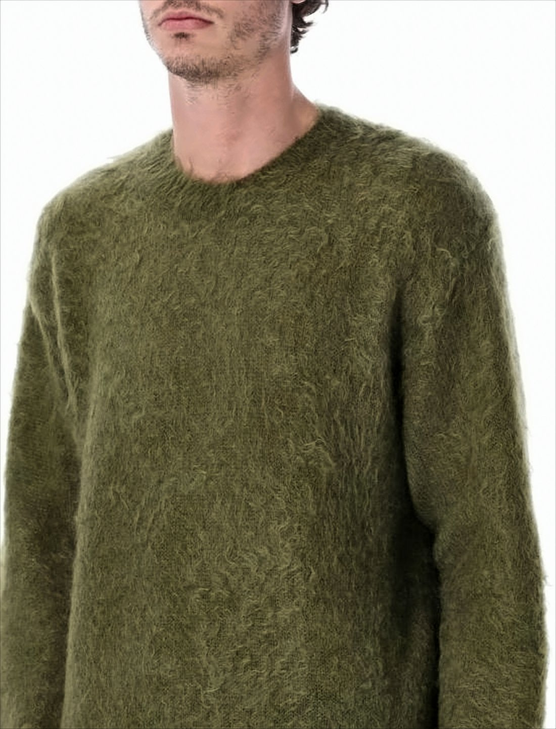 Sweter z mieszanki moheru i wełny o luźnym kroju, w kolorze zielonym