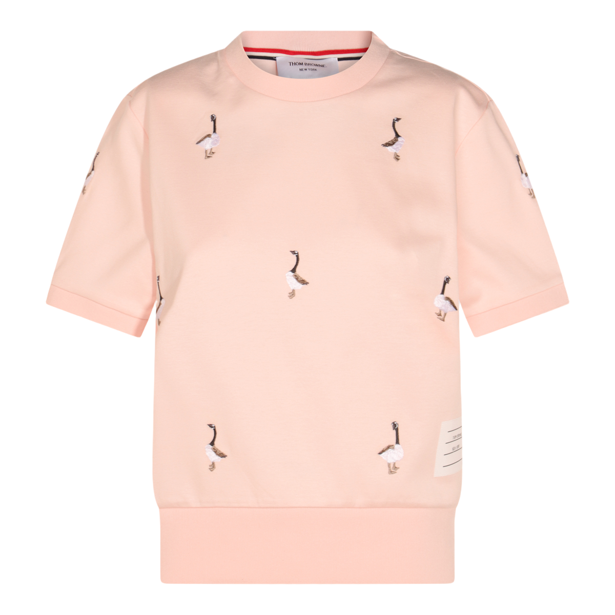 Light Peach Embroidered Sweater with Crew Neckline