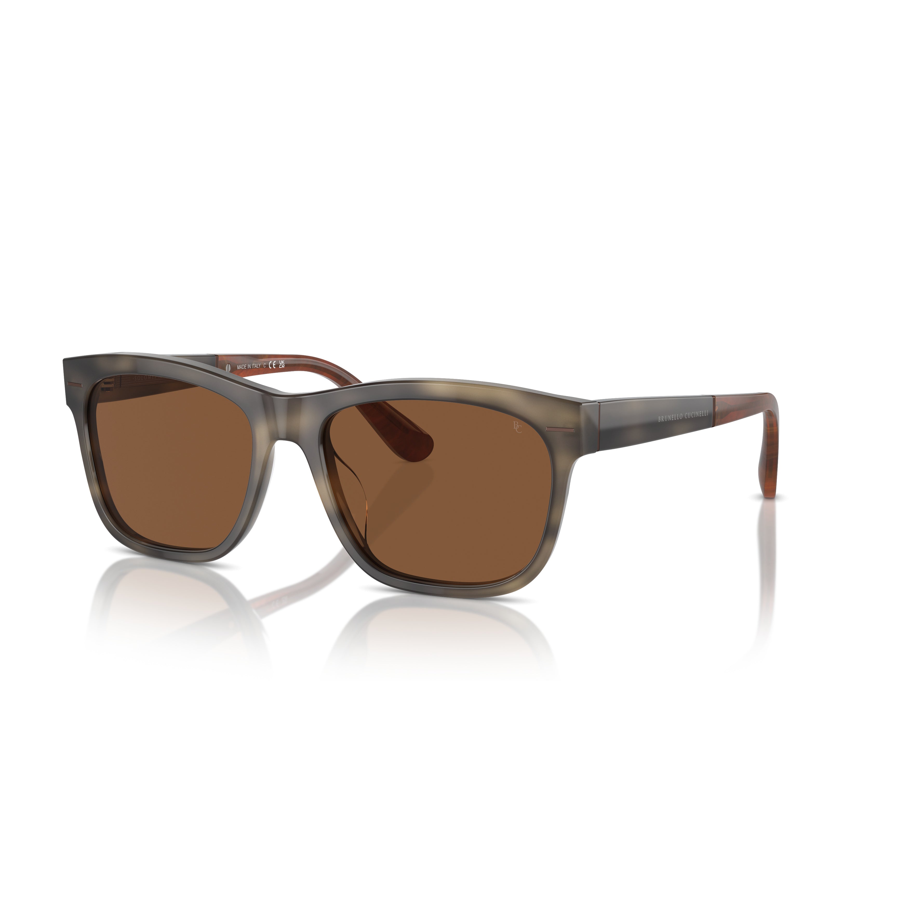 0bc4003s Rectangular Acetate Sunglasses with Smoky Brown Finish