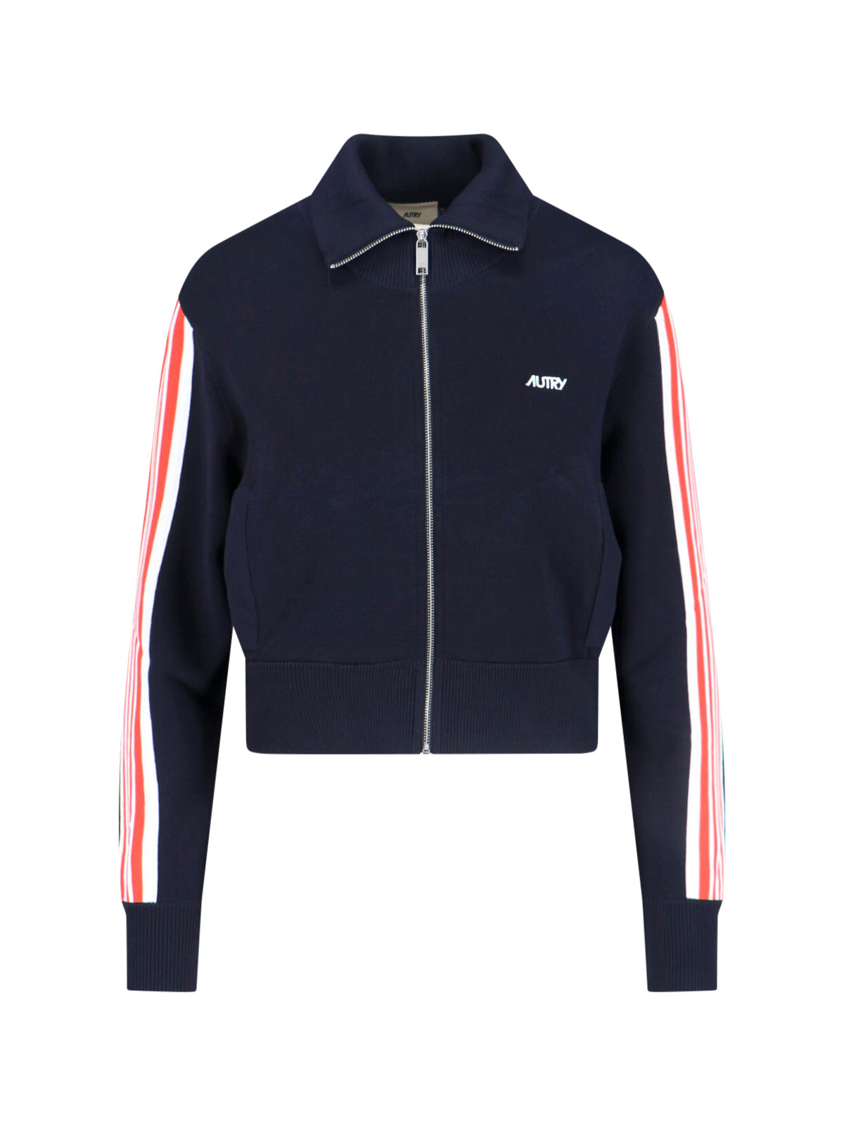 Navy Viscose Blend Zip Sweatshirt