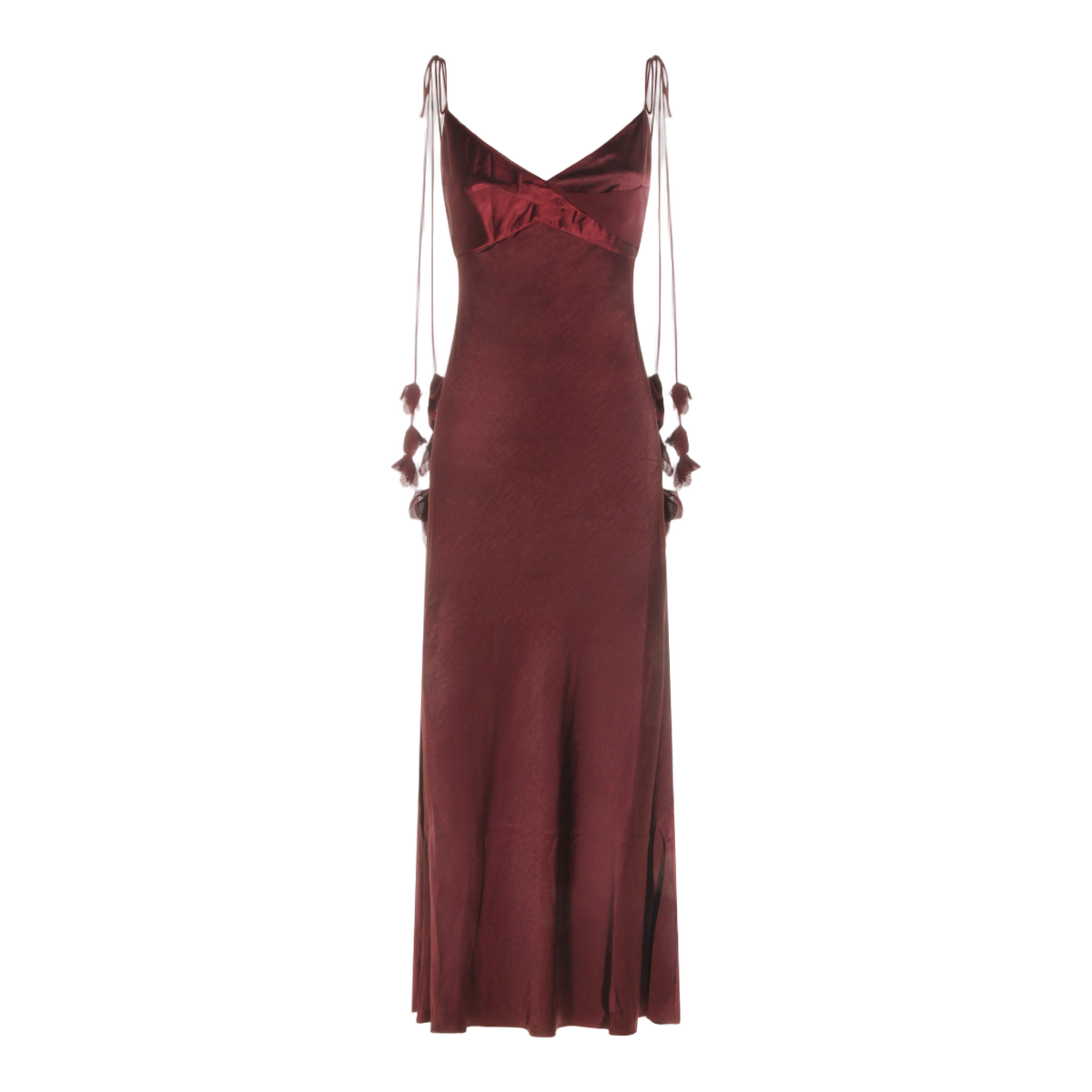 Long Flowing Burgundy Dress with Spaghetti Straps