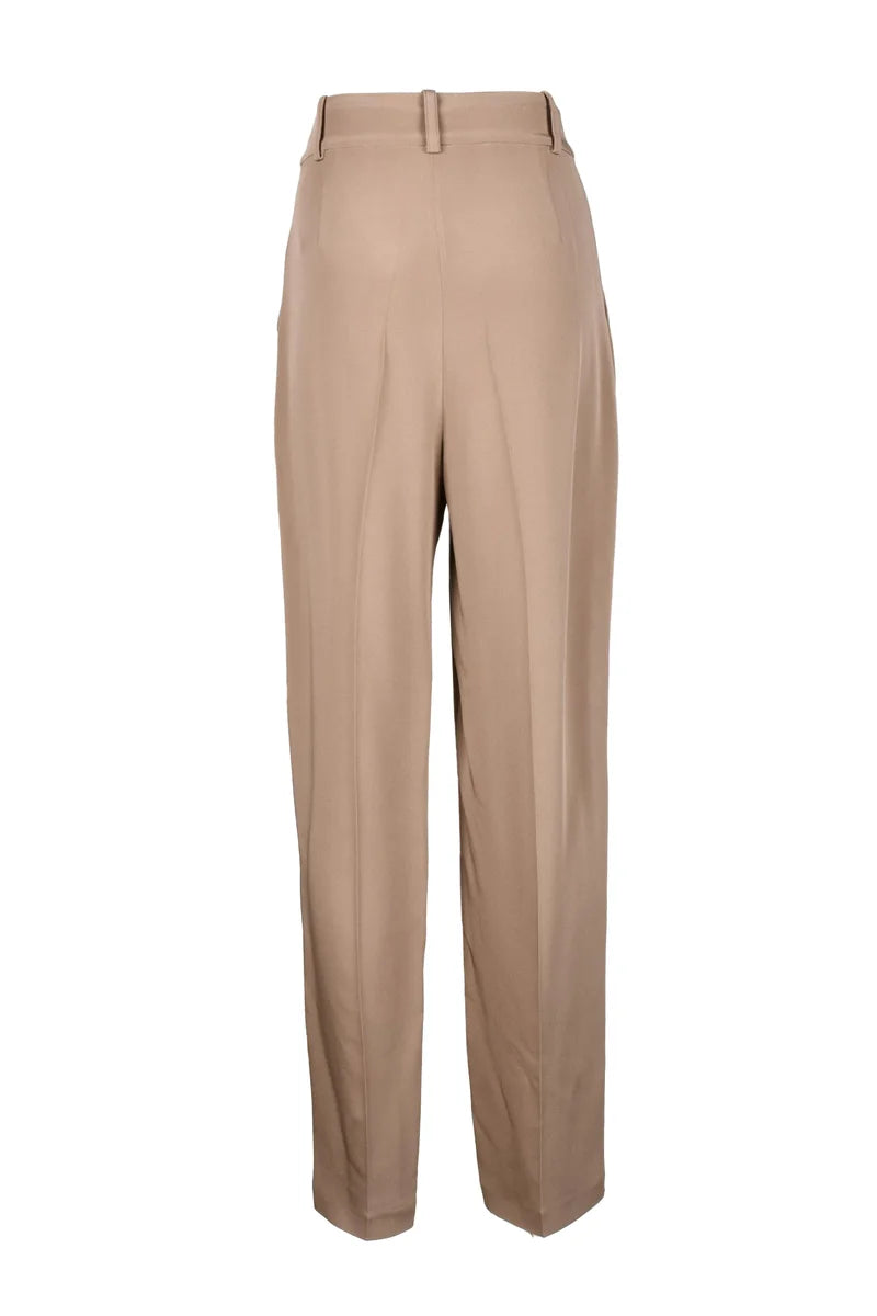 High-Waisted Wide-Leg Silk Trousers