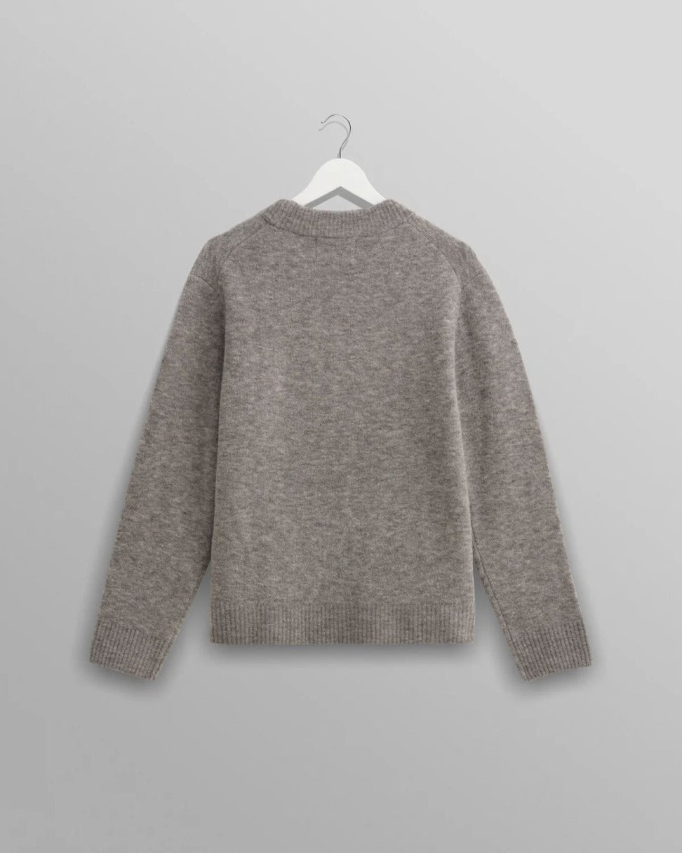 Soft Grey Marl Midweight Knit Crewneck Sweater