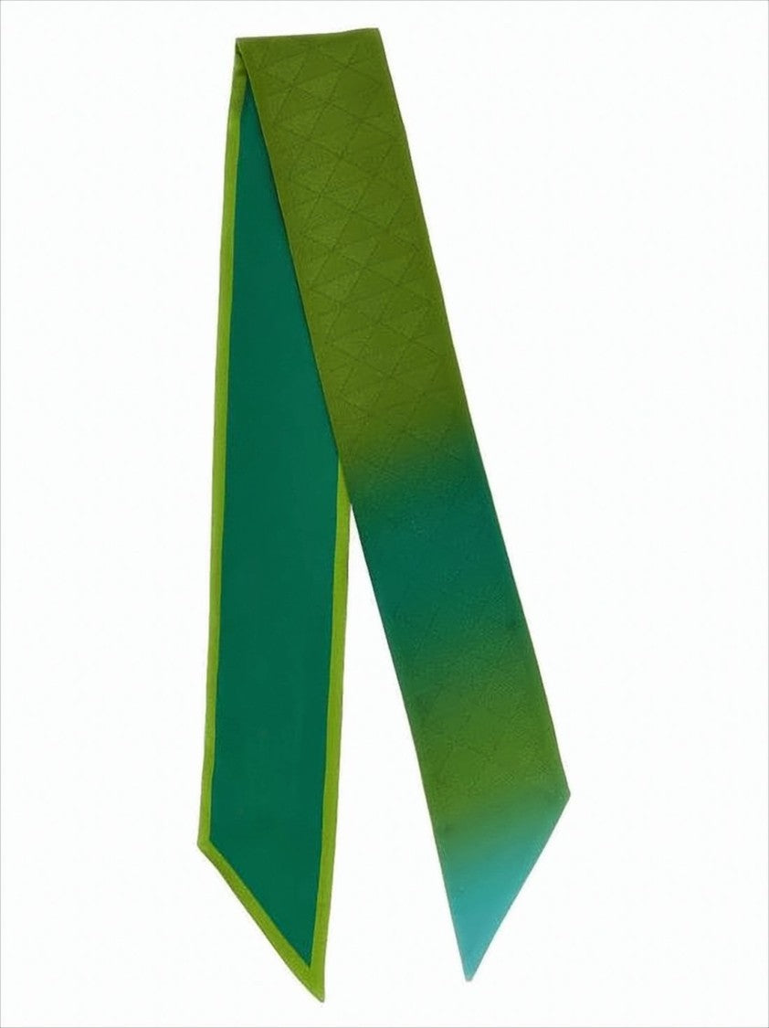 Gradient Silk Scarf With Quilted Texture And Logo