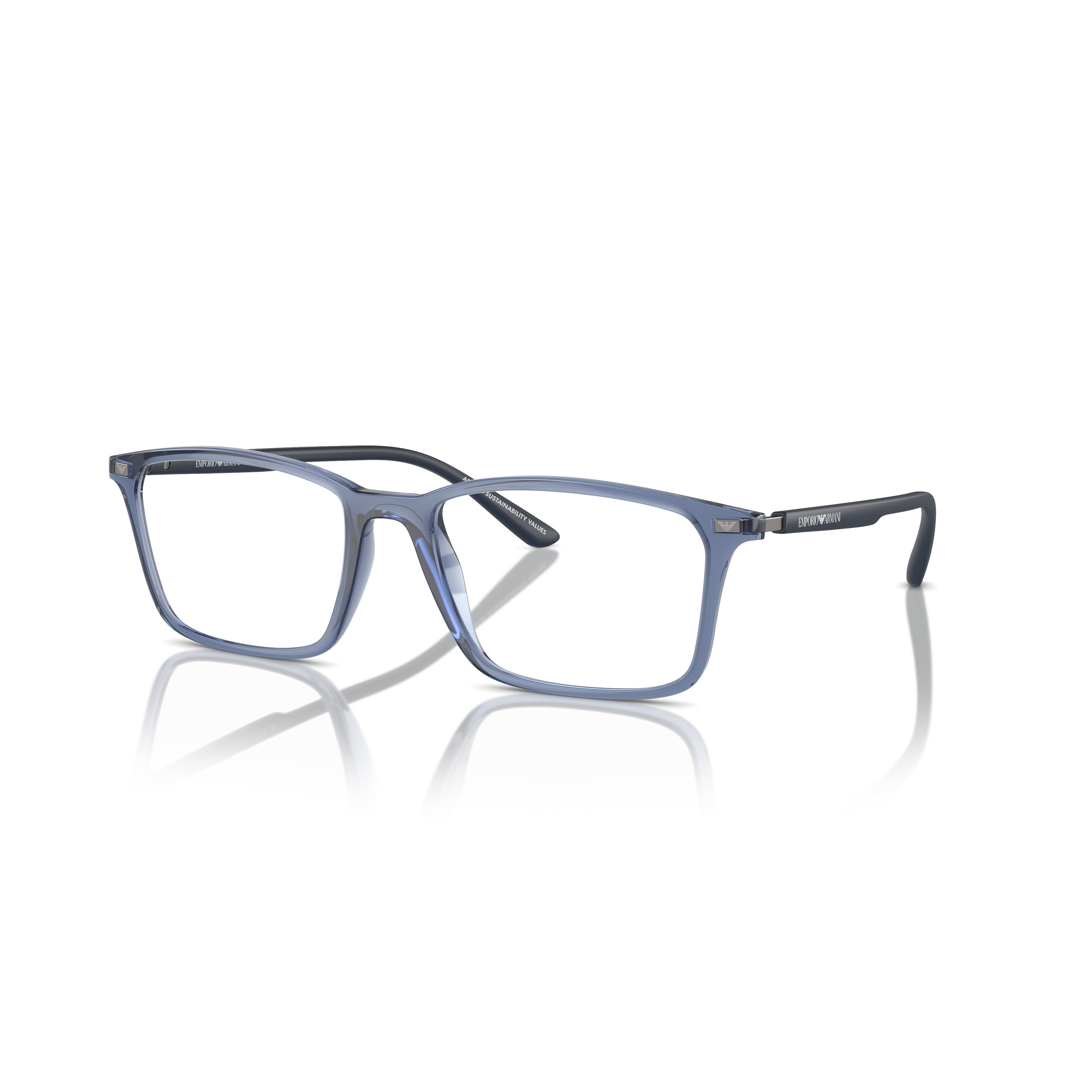 0ea3237 Translucent Blue Rectangular Sunglasses with Slim Temples