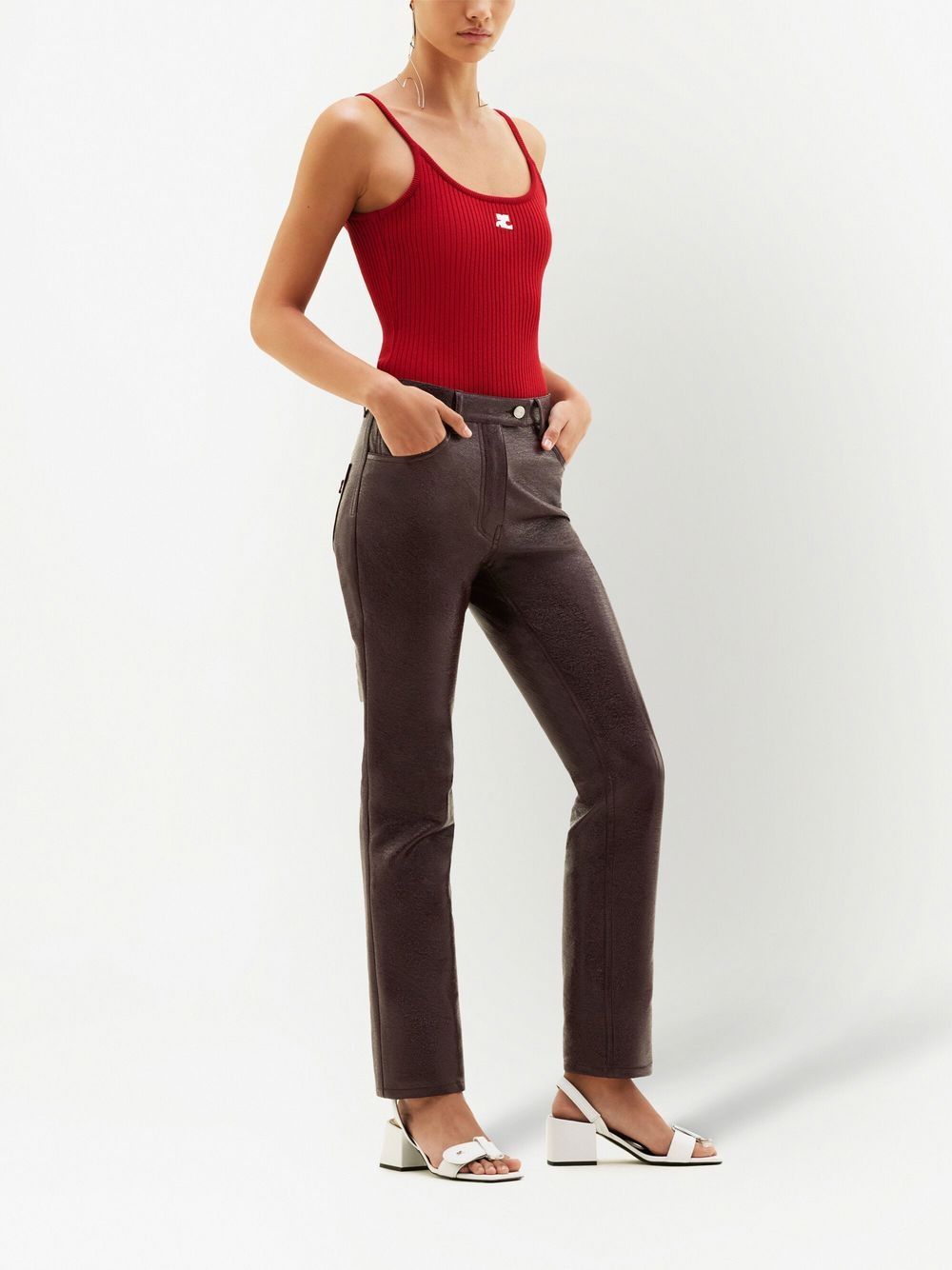 Fitted Ribbed Tank Top With Spaghetti Straps