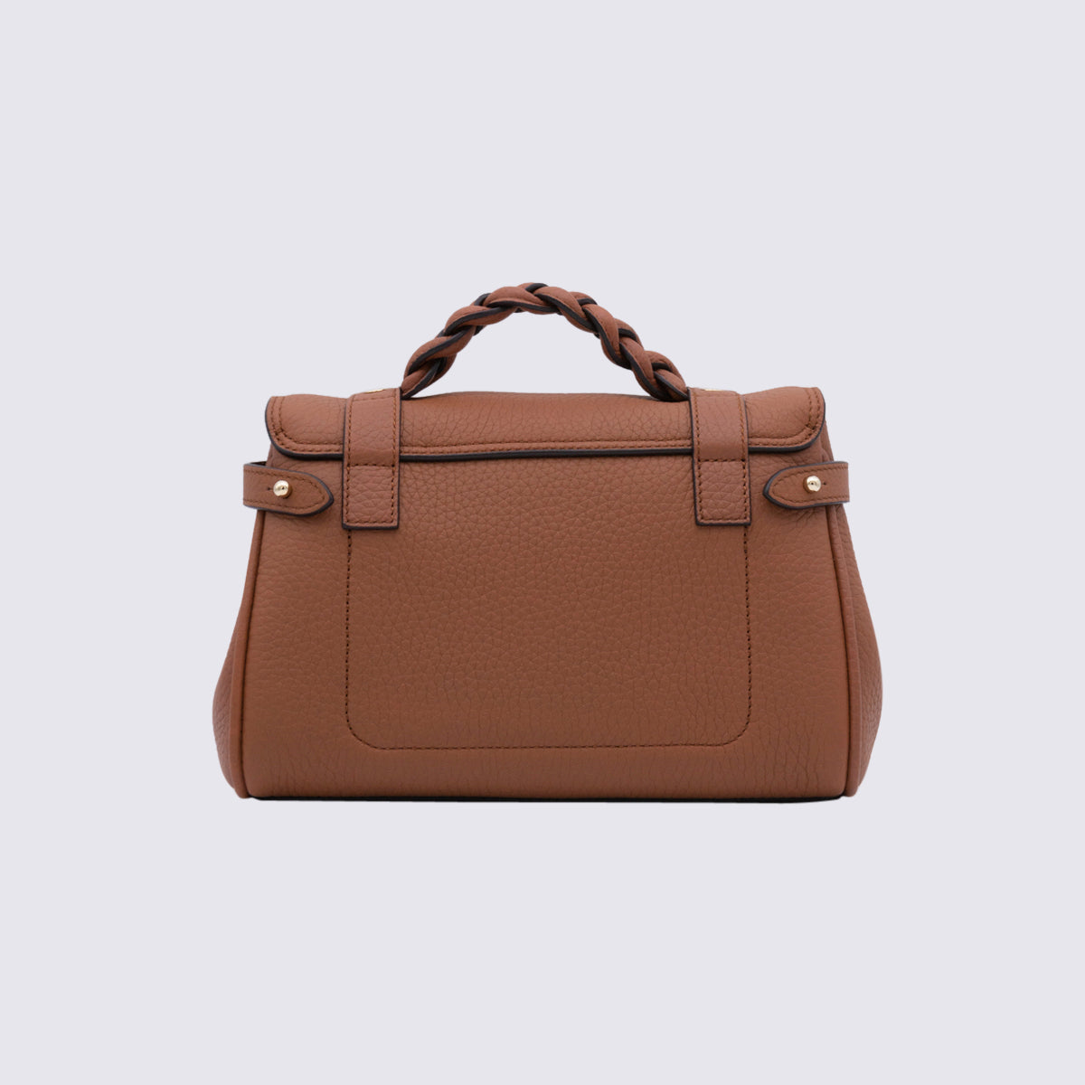 Structured Brown Handbag with Braided Handle