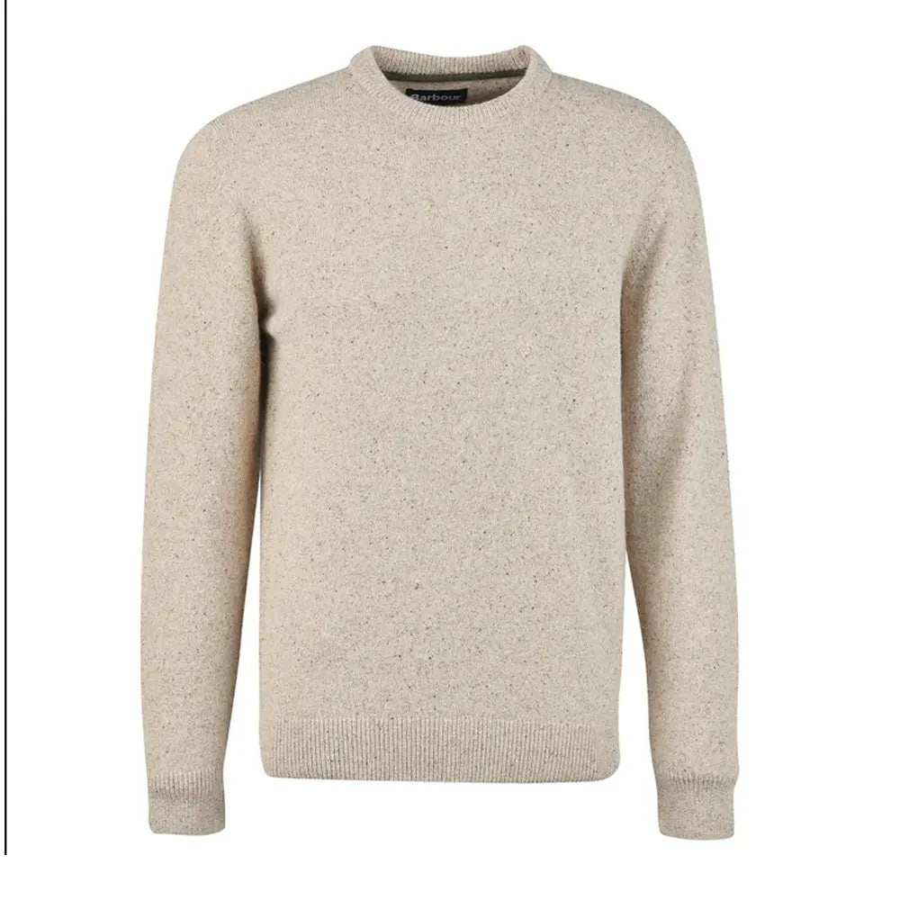 Tonal Embroidered Beige Crew-Neck Sweater