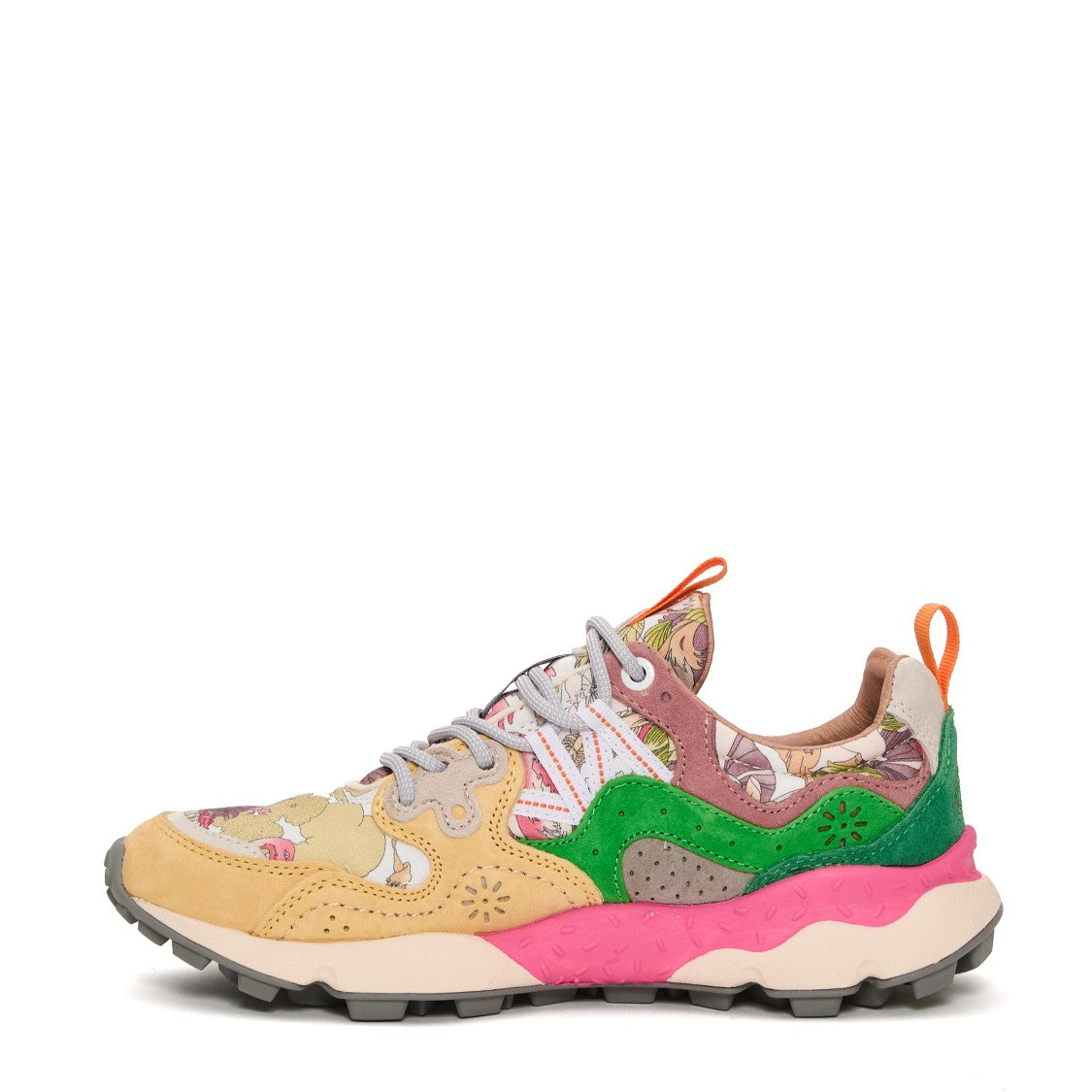 Vibrant Floral Design Sneakers With Trekking Laces And Lightweight Sole