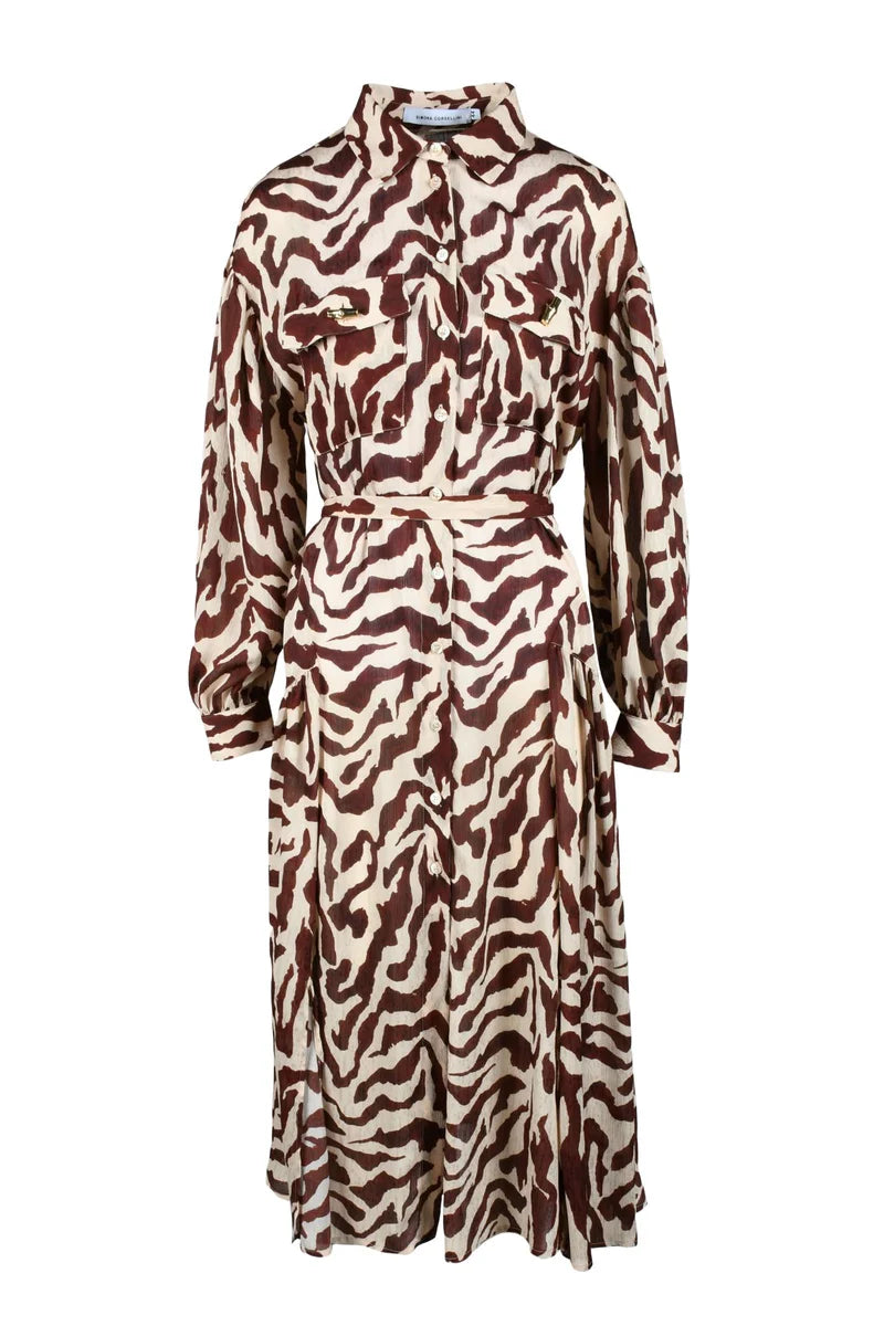 Chemise Dress - Brown/Beige