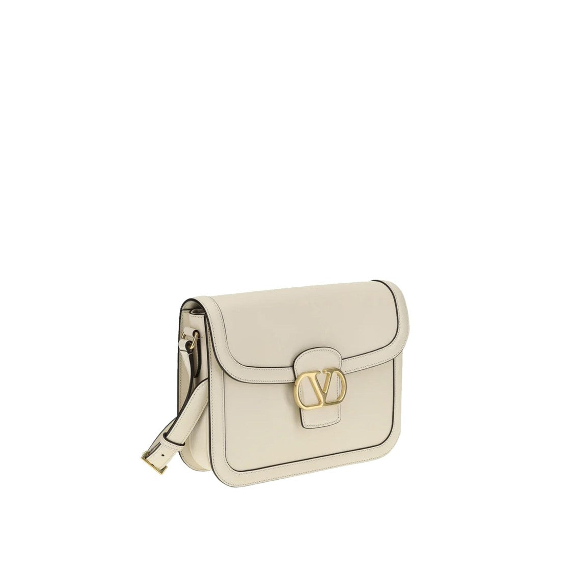 Compact White Leather Shoulder Bag