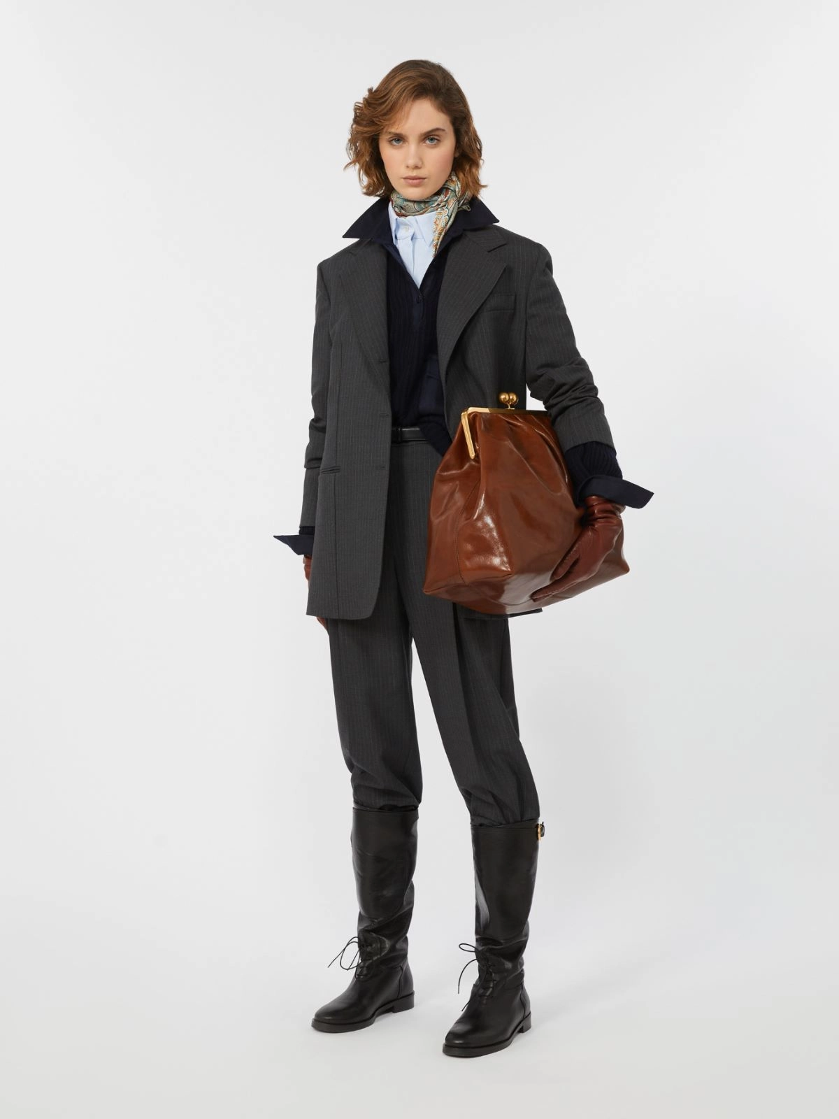 Straight-Leg Tailored Pants With Pinstripes