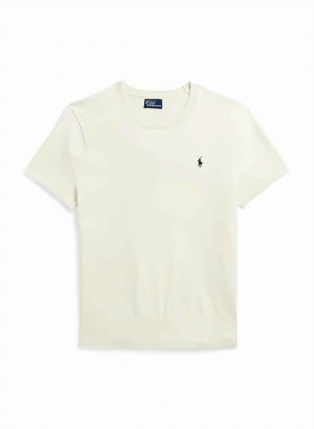 Fitted White Sweater with Classic Crew Neck
