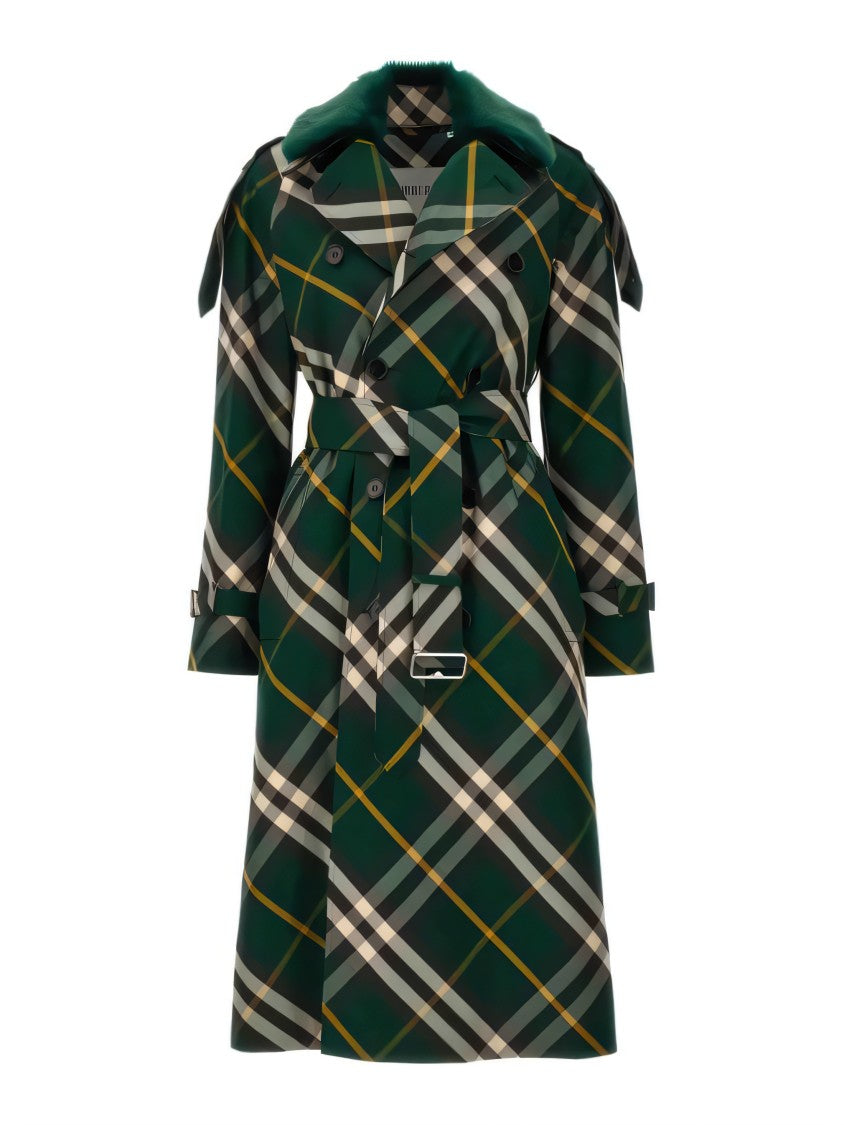 Plaid Trench Coat with Belted Waist