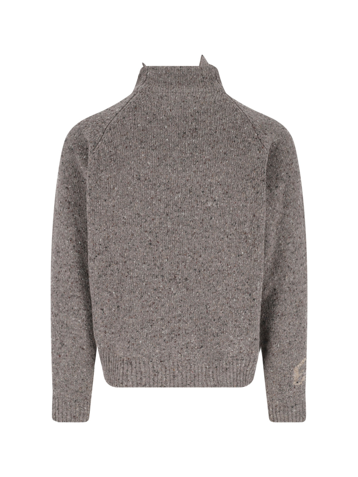 Grey Wool Blend High-Neck Sweater